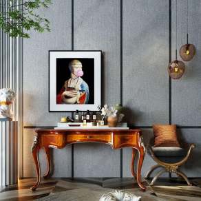 欧式古典实木梳妆台3D模型下载